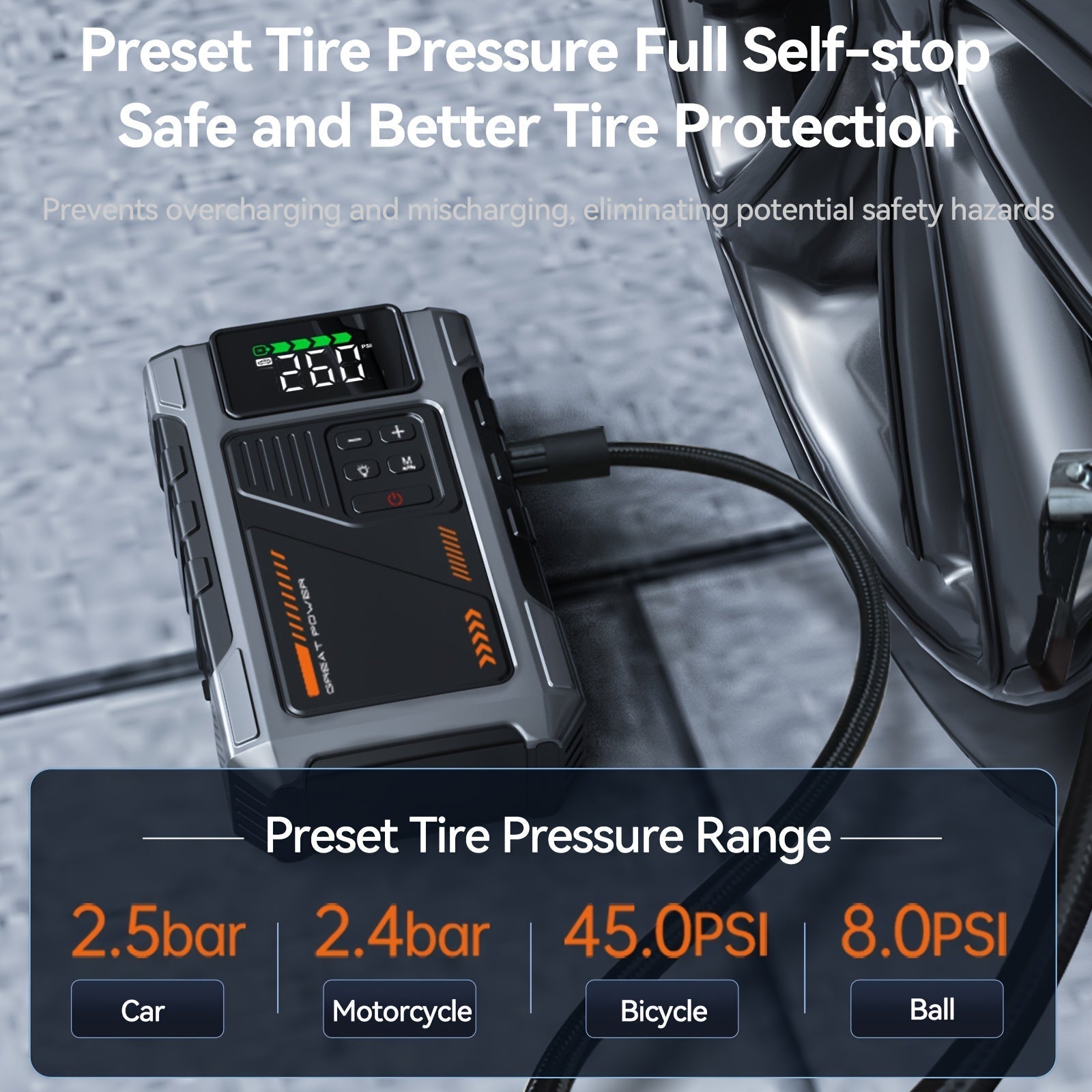 5-in-1 Jump Starter with Air Compressor 5000A Peak – 150 PSI Tire Inflator, 12V Car Battery Jump Pack for Gas & Diesel, Smart Cables & Battery Charger