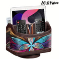 360 Swivel Remote Control Holder 5-Compartment PU Leather Desk Organizer for TV Remotes Phones Eyeglasses Pens Rotating Desktop Storage Caddy
