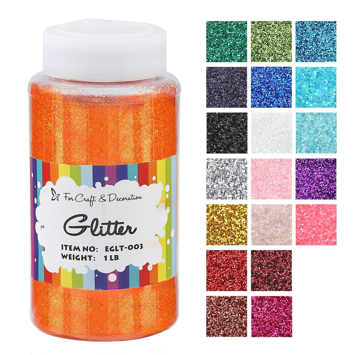 1lb Craft Glitter Powder 19 Colors – Fine Ultra Fine Chunky Glitter with Shaker Top for Tumblers Resin Scrapbooking DIY Crafts, Bulk Glitter for Kids Adults Artists