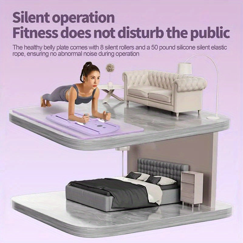 Foldable Pilates Board 8-in-1 with Resistance Bands for Home Gym – Multi-Color Core Ab Trainer, Anti-Deformation PP, Compact Storage, Full Body Workout Equipment for Women & Men, Pink Purple Black Gray