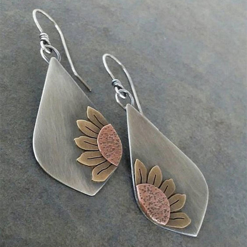 9-Pair Bohemian Geometric Earrings Set for Women – Wooden Leather Retro Sunflower Circular Multicolor Boho Dangle Earrings Gift Set Girls Ladies Festival Daily Wear Christmas Birthday