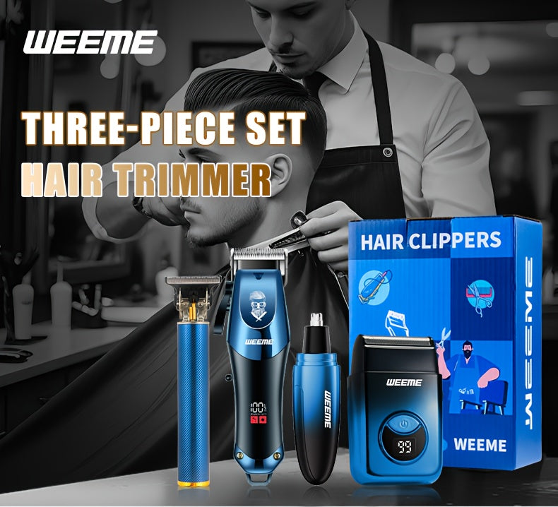 Men's Electric Hair Clipper Grooming Set USB Rechargeable Cordless Nose Hair Trimmer Shaver 2-Piece 4-Piece 5-Piece Professional Lithium Battery Father's Day Birthday Gift Golden Blue