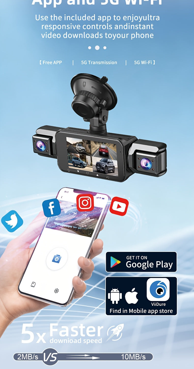 360 Dash Cam 3 4 Channel 1080P HD Full Coverage Night Vision WDR G-Sensor Loop Recording 24/7 Parking Monitor WiFi Multi-Lens Car Camera System Zero Blind Spots Front Rear Side Interior