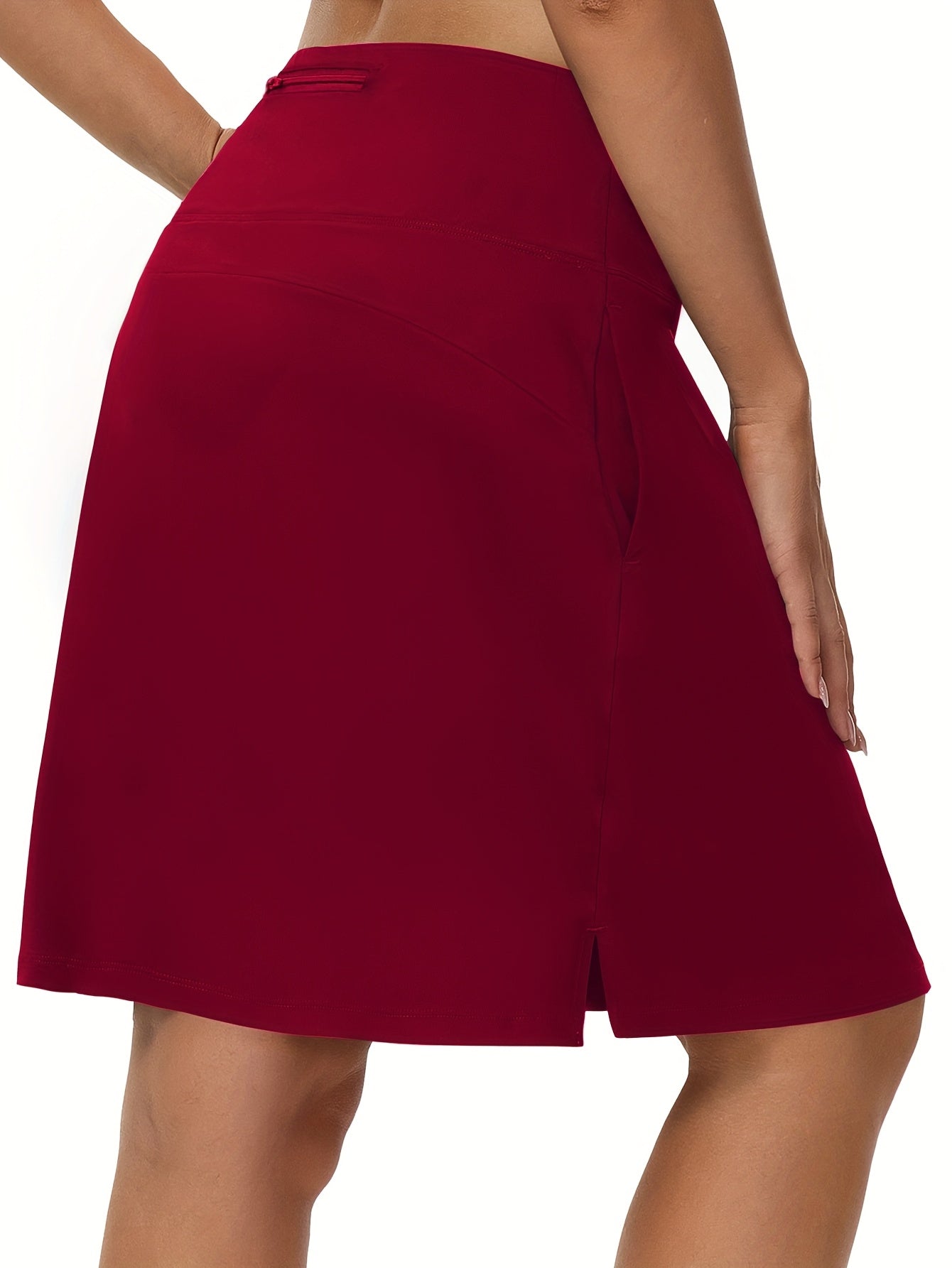 Women's 20-Inch Knee Length Skorts with 5 Pockets – High Waist Built-In Shorts Athletic Skirt for Tennis Golf Pickleball Hiking Casual Wear, Sizes S-XXL, 5 Colors Black White Navy Sky Blue Deep Red