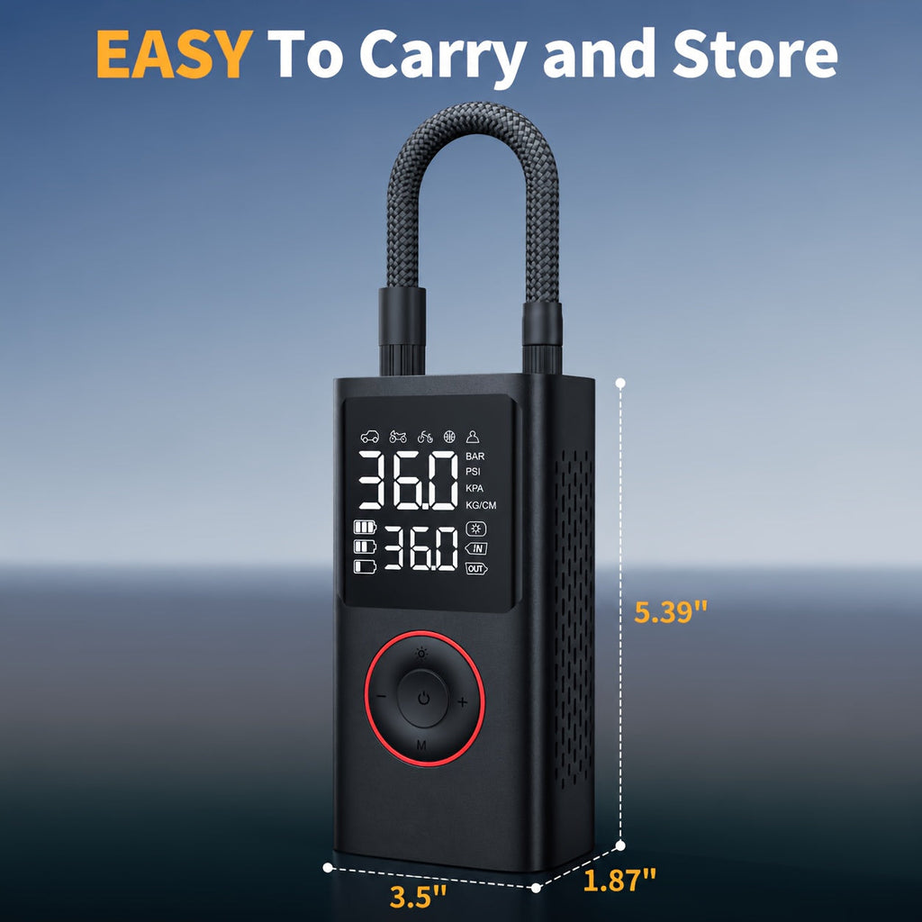 Cordless Tire Inflator 150PSI | 3X Fast Inflation, 3500mAh USB Rechargeable, Digital Gauge, LED Light & Auto Shut-Off – Portable Air Compressor for Cars, SUVs, Bikes, Motorcycles & Sports Balls