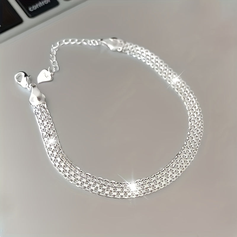 S925 Sterling Silver Sparkling Luxury Bangle Bracelet – Hypoallergenic Lightweight 3.65g Elegant Fine Jewelry Gift for Women Men Banquet Wedding Anniversary