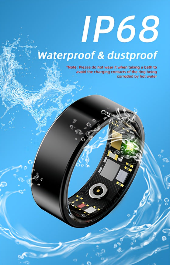 Smart Ring Health Fitness Tracker Bluetooth 5.3 IP68 Waterproof Sport Mode Pedometer Sleep Step Calorie Stress Body Temp Period Tracker for Men Women Android iPhone Gift
