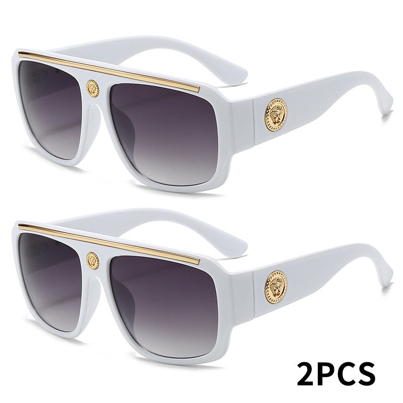 2-Pack Men's Cyberpunk Square Fashion Glasses with Metal Frame – Lightweight Street Style Sunglasses for Men, 8 Color Options, Daily Wear & Gift