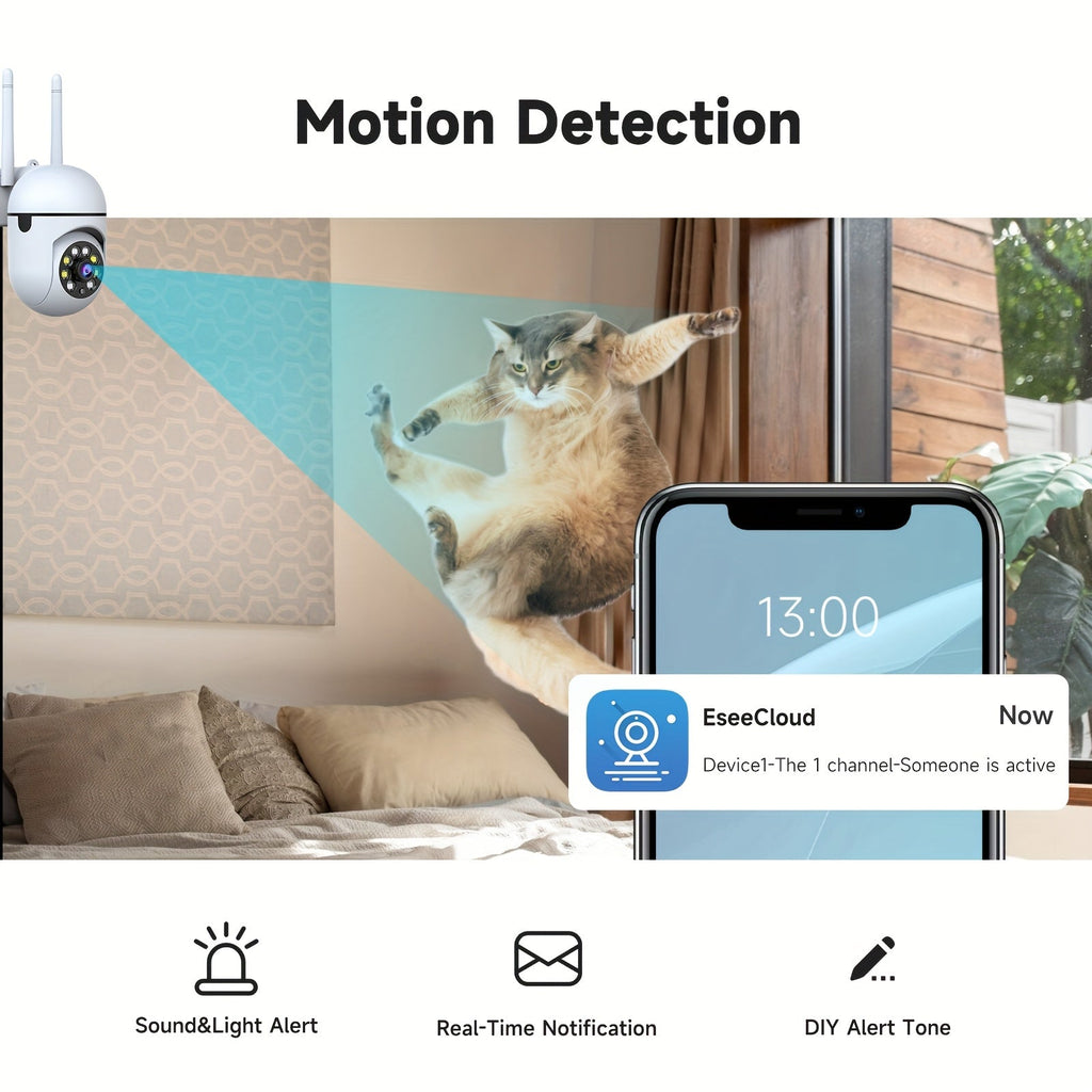 2-Pack 2K QHD WiFi Security Camera PTZ 355° Pan – Dual-Band 2.4G/5G AI Motion Detection & Tracking Color Night Vision Two-Way Audio Cloud & SD Storage Baby Pet Monitor Indoor Home Surveillance