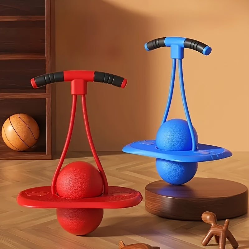 Bounce Ball with Handle for Kids & Adults – Anti-Burst High-Elasticity Fitness Hopper Ball for Indoor & Outdoor Exercise, Balance & Coordination Training, No Battery Needed | Purple, Red & Blue