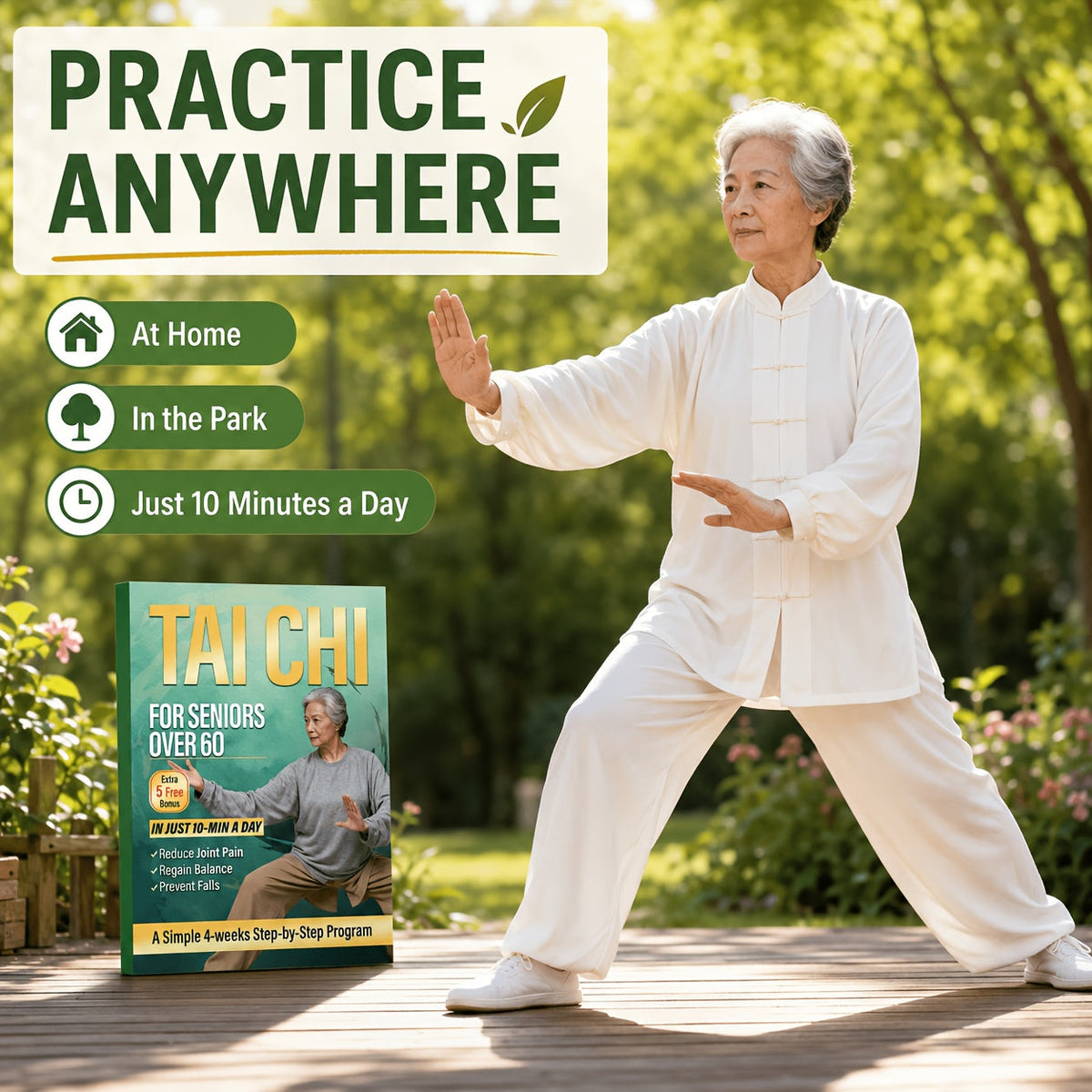 Tai Chi for Seniors Over 60 – Beginner-Friendly Exercise Program for Balance Training, Fall Prevention, Joint Pain Relief, Mobility & Flexibility | Healthy Aging Home Workout Guide for Men & Women