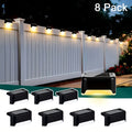 Solar LED Deck Lights Outdoor Stair Step Lights Auto On Off Dusk to Dawn 12 Hour Warm White 3500K for Fence Pathway Patio Balcony Yard Weatherproof ABS Pack of 8 16 or 32 No Wiring Required