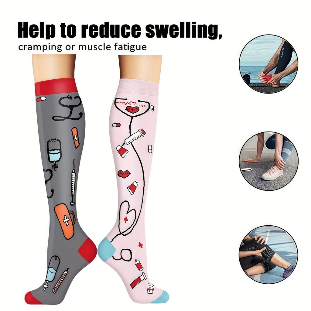 Compression Sports Socks 6 Pack Unisex Lightweight Mid-Calf – Casual Athletic Socks for Running Cycling Soccer Hiking Outdoor Activities & Travel, Sizes S/M & L/XL