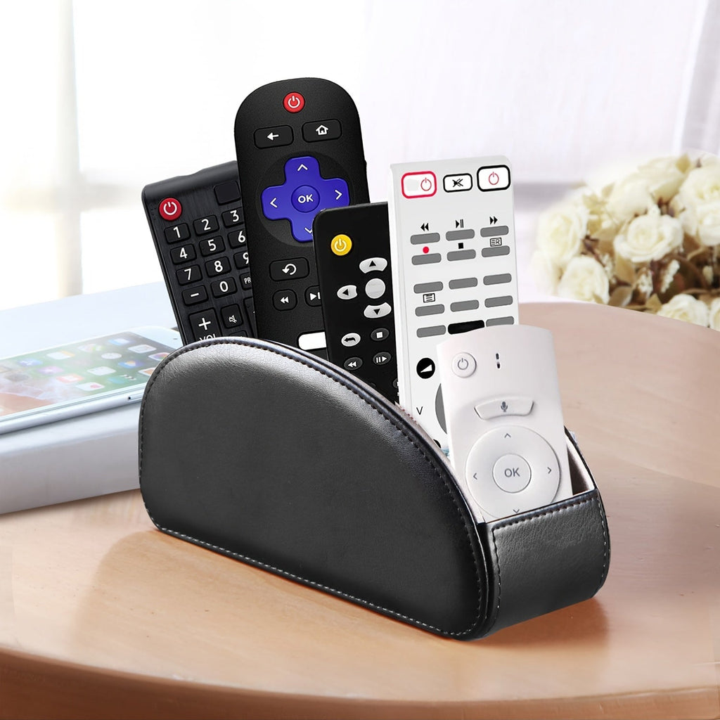Remote Control Holder with 5 Compartments Desktop Organizer Caddy – Bedside Storage Box for TV Remotes Pens Eyeglasses Office Stationery Home Appliance Controllers
