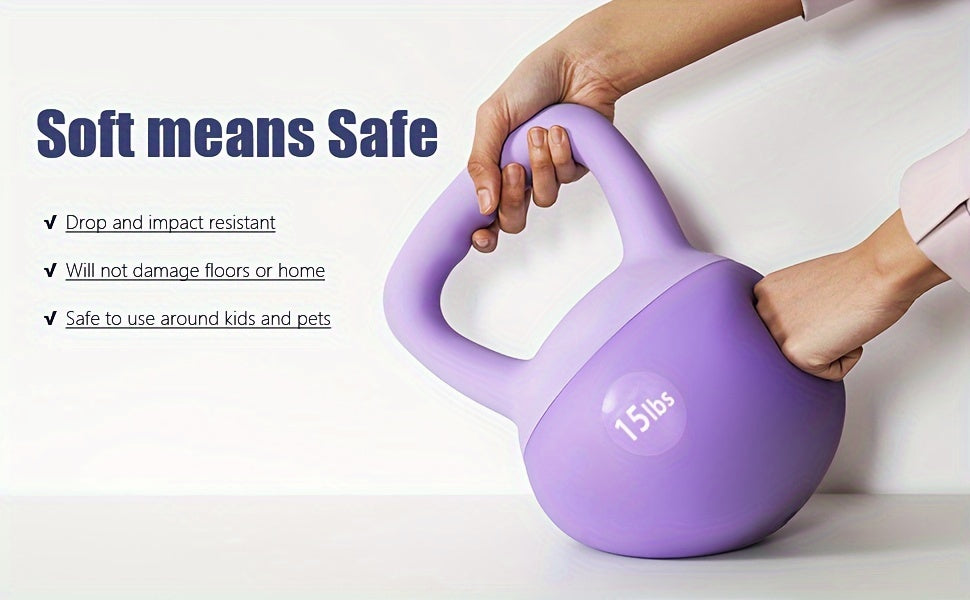 SOGES PVC Soft Kettlebell with Wide Non-Slip Handle – Iron Sand Filled Strength Training Kettlebell 10 to 30 lbs, Safe for Home Gym, Floor & Kids, Ideal for Women & Beginners, Swings Squats HIIT CrossFit