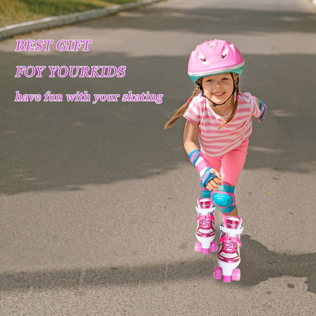 Adjustable Kids Roller Skates with Light-Up Wheels – Fun LED Rollerskates for Boys & Girls Ages 4–12, Youth & Toddler Sizes S/M/L, 9 Colors