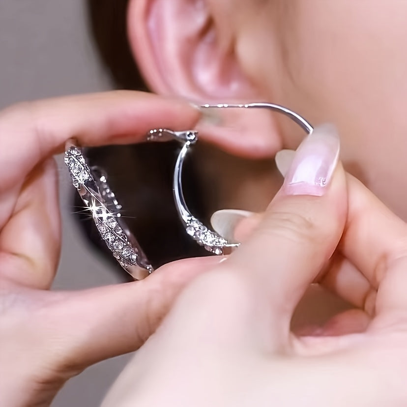 925 Sterling Silver Oversized Hoop Earrings for Women – Minimalist Large Round Hoops Vintage Elegant Daily Party Fashion Jewelry Gift for Her