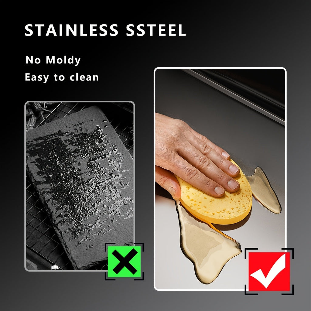 304 Stainless Steel Cutting Board Rust-Proof Non-Porous Butcher Block Kitchen Prep Board Dishwasher Safe Easy to Clean 3 Sizes for Meat Vegetables Fish Bread Cheese