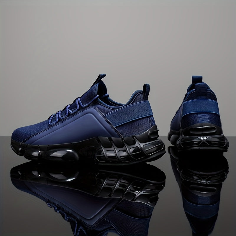 Men's Lightweight Breathable Mesh Sneakers PVC Sole Low-Top Lace-Up – Casual Sports Shoes in Blue & Black Solid Color for Daily Wear Running Training US Sizes 6.5 to 12.5