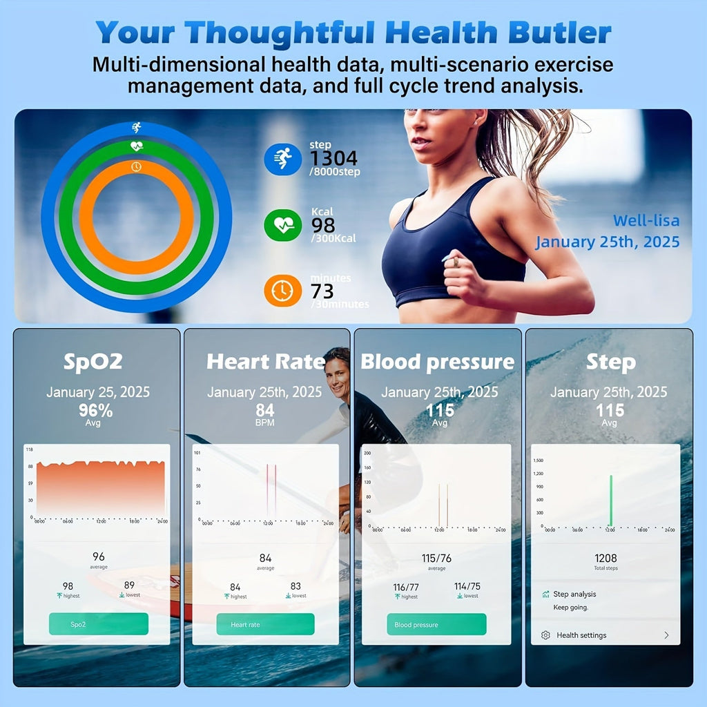 Smart Ring Health Tracker for Women & Men – Step Counter, Calorie Tracker, Sleep Monitor, Body Temperature, Menstrual Cycle, Stress Tracking, Fitness Ring Compatible with iPhone & Android SmartHealth App