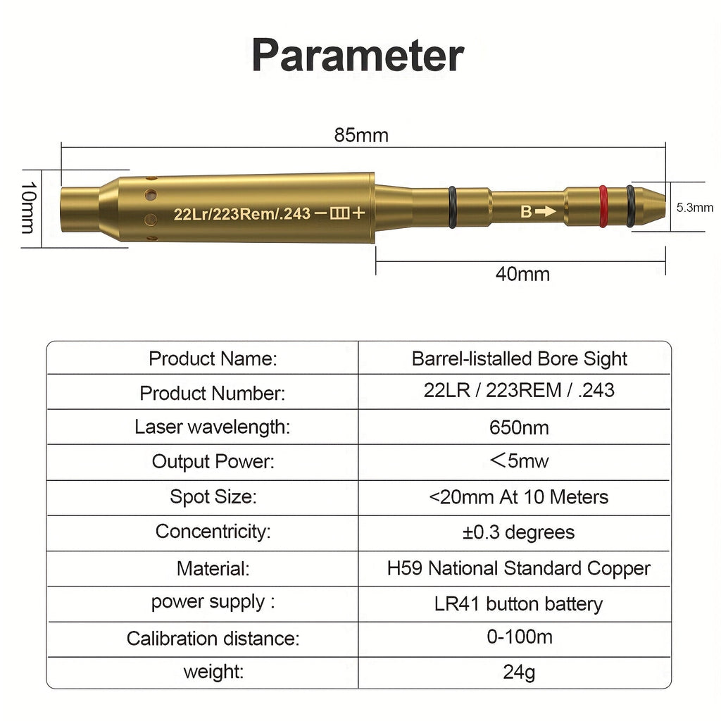 Laser Bore Sighter Multi-Caliber 22LR 223REM 243 9mm 308 30-06 7.62 177 6.5mm 7mm 25 27 Crossbow – Muzzle End Barrel Boresight Scope Zeroing Kit 6 Batteries 5 O-Rings 100 Yard Zero