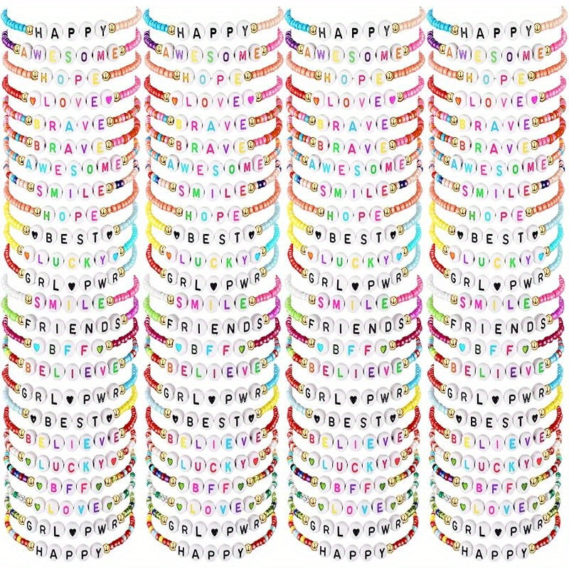 96 Pcs Y2K Beaded Friendship Bracelets Set for Women Teen Girls – Colorful Stackable BFF Party Favors Bulk Bracelet Pack Trendy Jewelry Gift Birthday Valentine's Day Easter Christmas