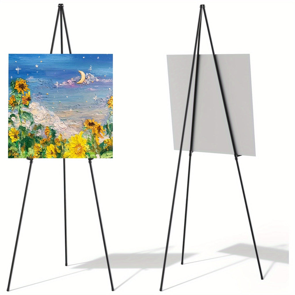 63 Inch Portable Tripod Easel Stand Foldable with Carrying Bag – Adjustable Metal Floor Easel for Wedding Signs Art Posters Painting Trade Shows Events – Black White Gold Silver Pink Single 2-Pack 3-Pack