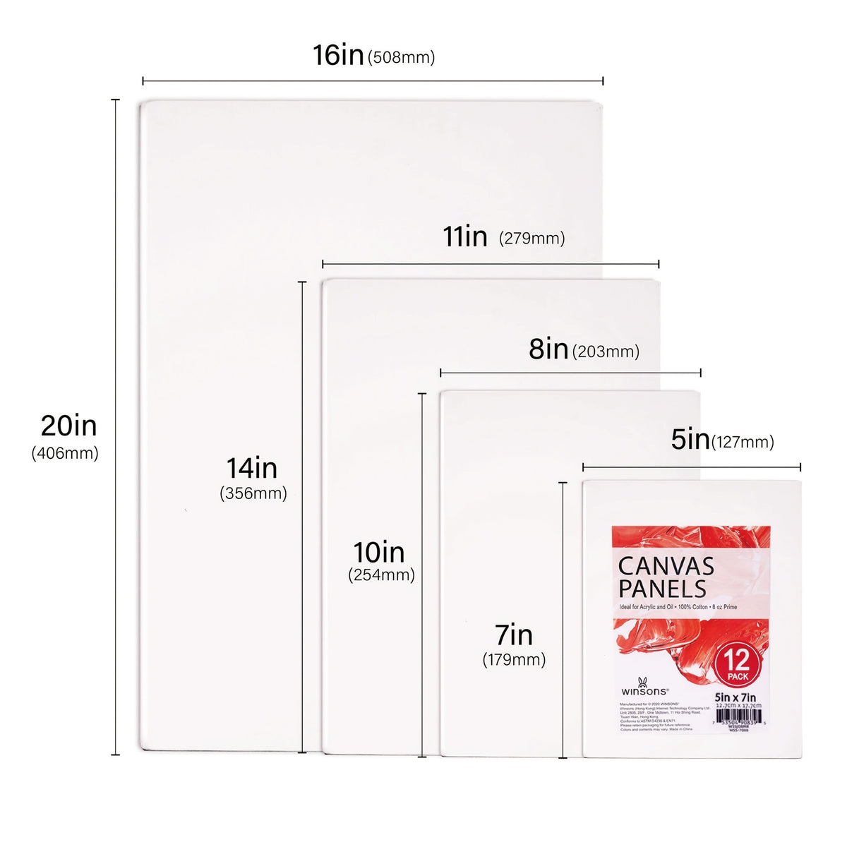 Canvas Panel Boards 12-Pack Triple Primed – White Artist Painting Canvas for Acrylic, Oil, Gouache & Tempera, Sturdy Flat Canvas Boards for Beginners & Professionals