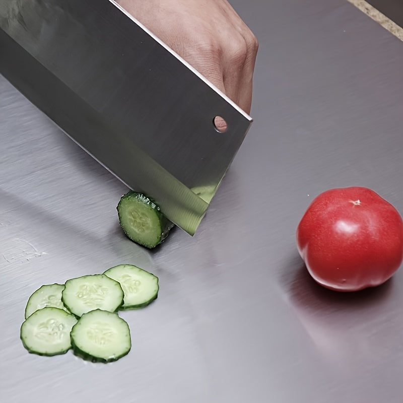304 Stainless Steel Cutting Board Rust-Proof Non-Porous Butcher Block Kitchen Prep Board Dishwasher Safe Easy to Clean 3 Sizes for Meat Vegetables Fish Bread Cheese