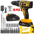 21V Cordless Drill Set 18-148 Piece | Rechargeable Electric Drill Driver with 2 Batteries, Screwdriver Bits, Hand Tools & Toolbox – Complete DIY Home Repair Kit, Gift for Men
