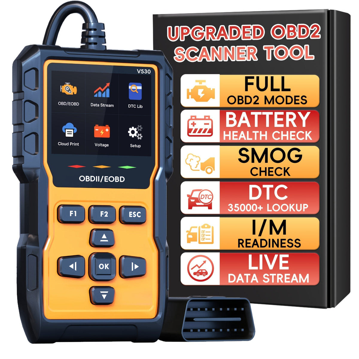 Professional OBD2 Scanner Diagnostic Tool Check Engine Code Reader with Reset Mode 6 Mode 8 I/M Readiness Live Data Freeze Frame Universal Car Diagnostic Scan Tool for All OBDII Vehicles Since 1996
