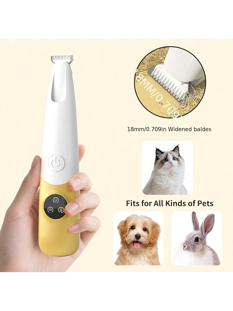 Cordless Quiet Dog Paw Trimmer with LED Light Low-Noise Rechargeable Pet Hair Clipper for Paws Face Ears Small Dogs Cats Professional At-Home Grooming Tool