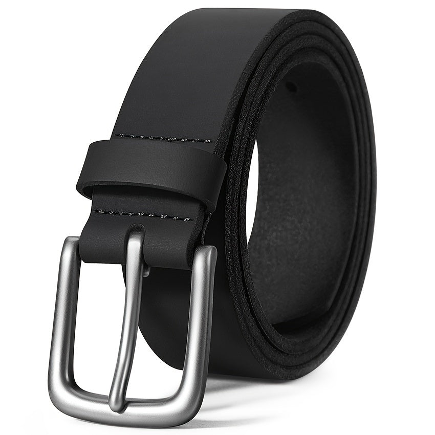 Men's Full Grain Leather Belt with Gift Box - Handmade Casual Everyday Jeans Belt with Stainless Steel Buckle, Durable Black & Brown Dress Belt for Men, Sizes 30-52, Perfect Gift for Him