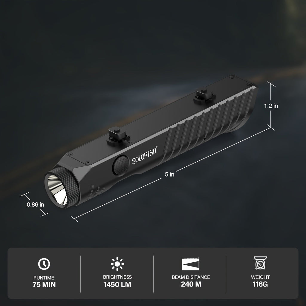 M-Lok Tactical Rifle Flashlight 1450 Lumen SL1130 – Magnetic Rechargeable Weapon Light with Strobe Mode, Ambidextrous Buttons & 240m Beam for AR-15 M-Lok Rail Rifles