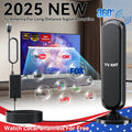 Indoor TV Antenna 200 Mile Range – 4K 1080P HD Signal Amplifier, 360° Reception, 16ft Cable, Free Local Channels, No Monthly Fee, Compatible with All TVs