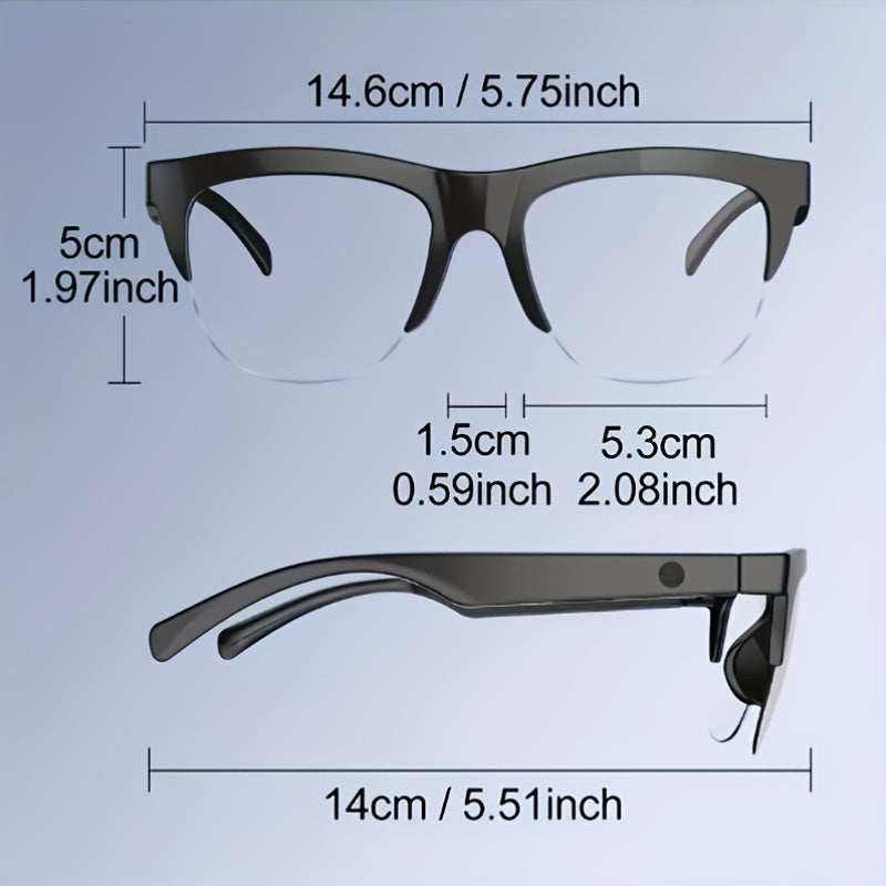 AI Translation Smart Glasses with Wireless Headphones – Real-Time Multi-Language Translator Built-in Mic Music Audio Rechargeable Wearable Tech for Travel Business Sports Daily Wear