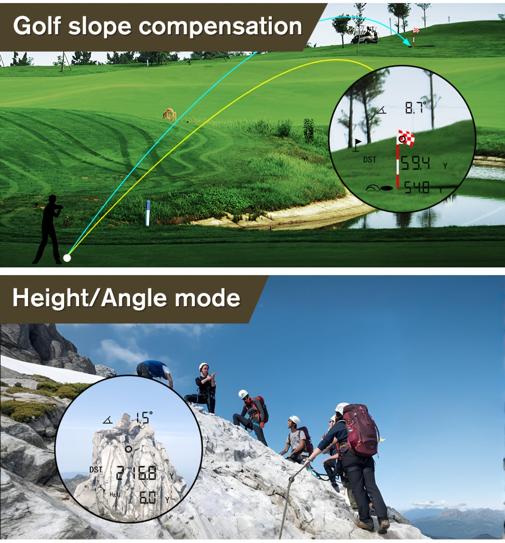 Laser Rangefinder 1200 Yards 6X Magnification Rechargeable – Slope Compensation Flagpole Lock Speed & Altitude Measurement Golf & Hunting Camo Rangefinder with Unit Conversion, LA12 Model