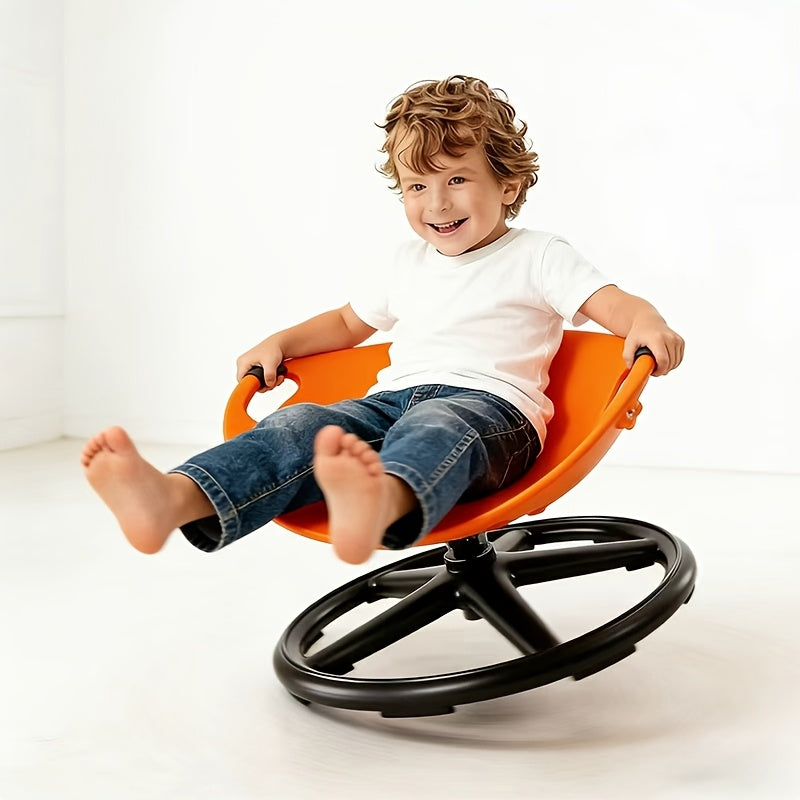 Sensory Spin Chair for Kids with Autism – Oval Eggshell Design Spinning Stool with Anti-Slip Metal Base, Vestibular Sensory Integration & Rehabilitation Training Equipment for Home & Therapy Centers (Blue/Orange)