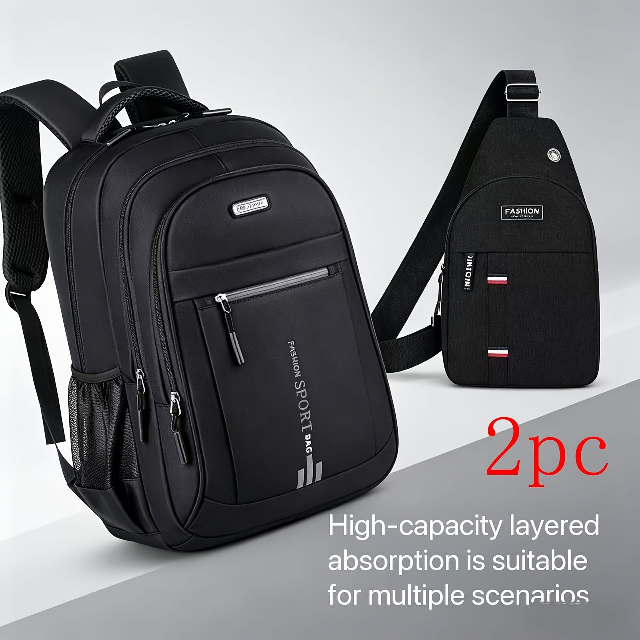 Men's Large Capacity Travel Backpack Set Durable Nylon Multi-Compartment Laptop Bag with Adjustable Straps for Business Travel Campus – Backpack & Handbag Shoulder Bag Combinations