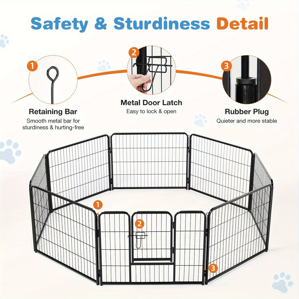 Dog Playpen 8 or 16 Panel Pet Exercise Pen 24/32/40 Inch Tall – Foldable Indoor Outdoor Dog Fence for Large Medium Small Dogs & Puppies