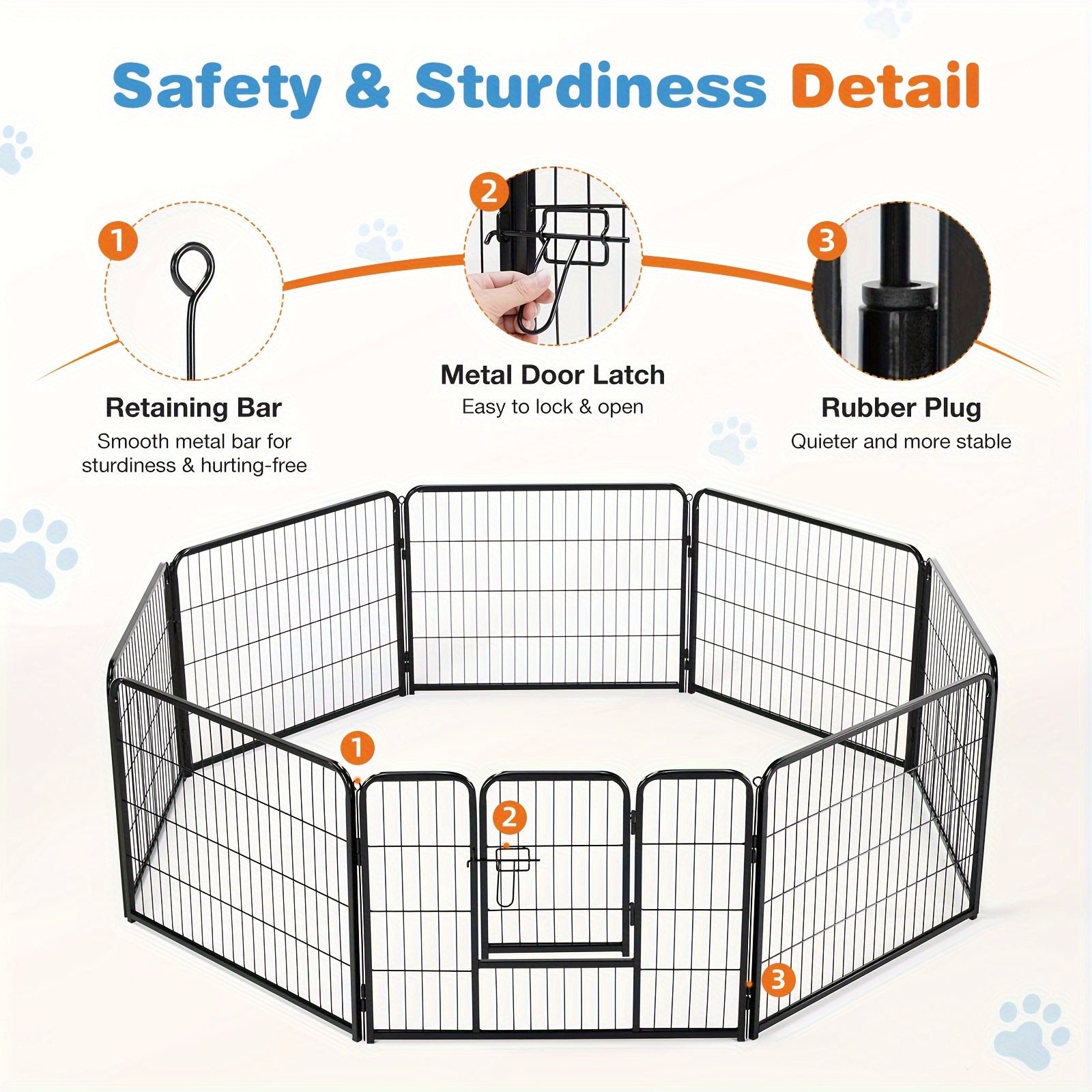 Dog Playpen 8 or 16 Panel Pet Exercise Pen 24/32/40 Inch Tall – Foldable Indoor Outdoor Dog Fence for Large Medium Small Dogs & Puppies