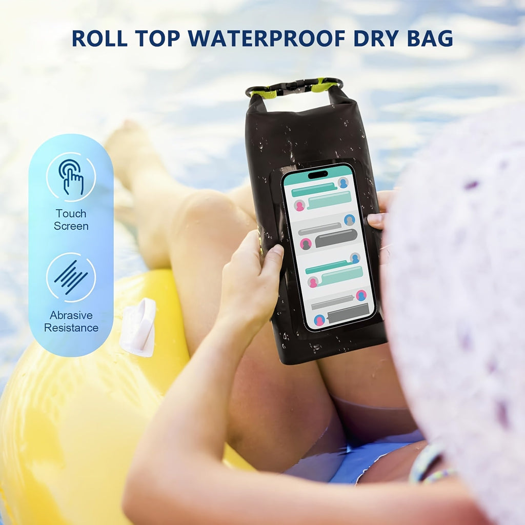 10L Waterproof Dry Bag Roll-Top with Phone Case - Crossbody Shoulder Bag for Kayaking Boating Beach Camping Swimming Fishing Rafting Travel