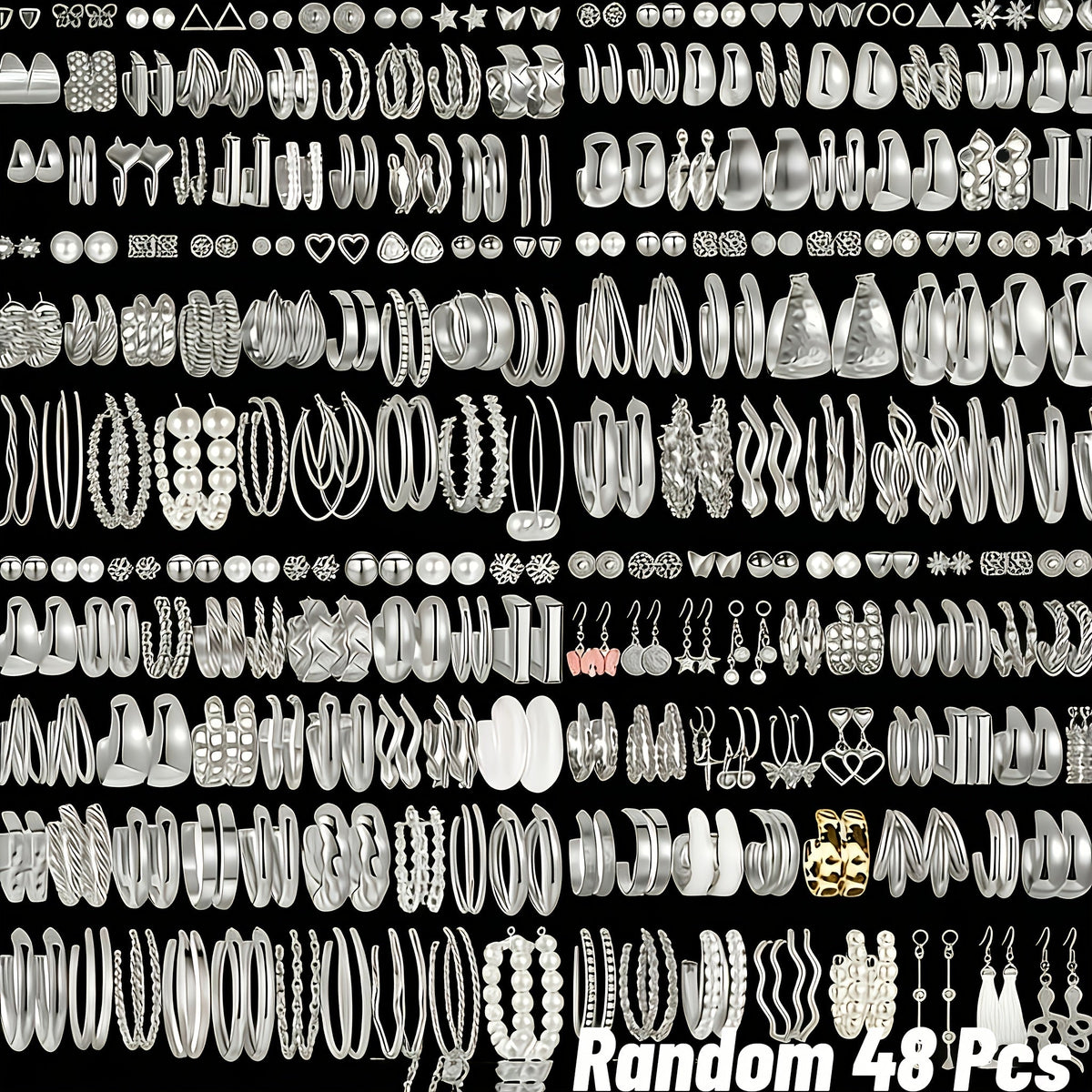 48 Pairs Minimalist Alloy Earrings Bulk Set for Women – Hypoallergenic Stainless Steel Ear Needles Assorted Studs Hoops Geometric Styles Daily Wear Holiday Party Favor Gift for Girls Teens