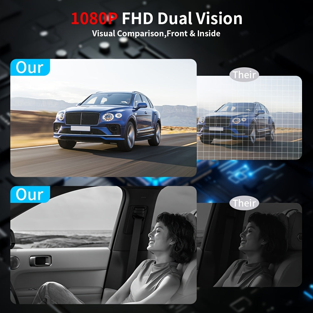 Dash Cam Front and Rear 1080P HD Dual Camera Night Vision 170° Wide Angle ADAS G-Sensor Loop Recording 24Hr Parking Mode 2 Inch IPS Screen for Cars Trucks SUVs