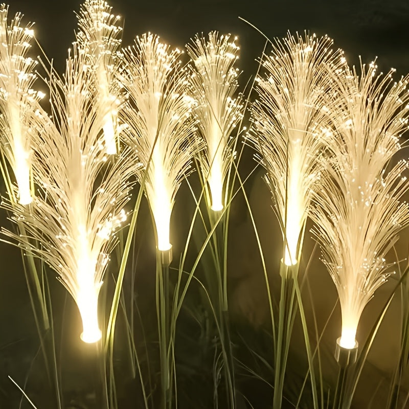 Solar Garden Stake Lights Golden Grass Design - Energy-Efficient Outdoor Decorative Lights for Yard Patio Balcony Pathway Nickel Battery Auto On Off Available in 1pc or 2pcs