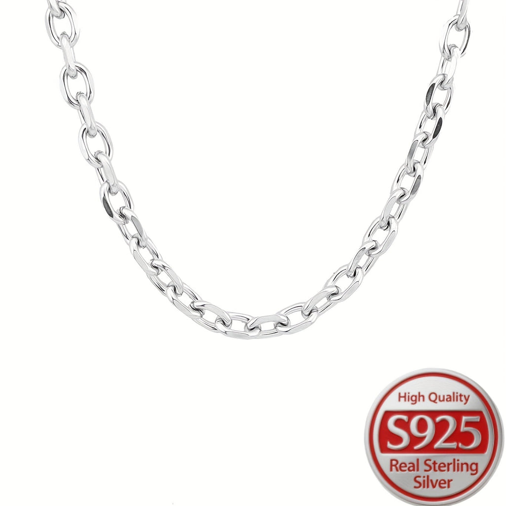 925 Sterling Silver Thick O-Ring Chain Necklace Unisex – Bold Chunky Circle Link Statement Jewelry Hypoallergenic 18-24 Inch Gift for Men Women Girlfriend Boyfriend Valentine's Day Anniversary Birthday