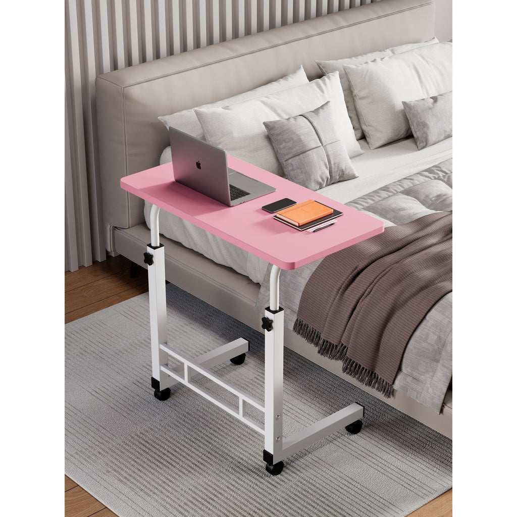 Mobile Lift Table Adjustable Height Rolling Laptop Desk with Wheels Bedside Sofa Side Table for Bedroom Home Office Dorm