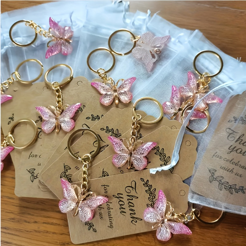 36pcs Gradient Butterfly Keychains Bulk Set – Elegant Butterfly Charm Keychains with Round Ring Clasp for Wedding Favors, Birthday Party, Bridal Shower & Baby Shower Gift Bags