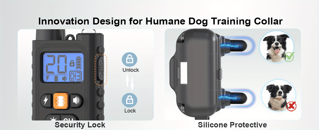 Dog Training Collar with Remote 3300ft Range Rechargeable E-Collar for 1 2 3 Dogs 5-120 Lb Beep Vibration Safe Shock Waterproof for Small Medium Large Breeds Off-Leash Obedience