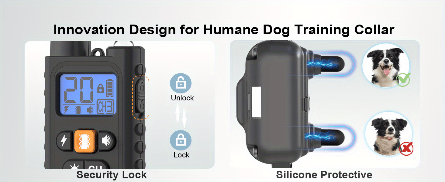 Dog Training Collar with Remote 3300ft Range Rechargeable E-Collar for 1 2 3 Dogs 5-120 Lb Beep Vibration Safe Shock Waterproof for Small Medium Large Breeds Off-Leash Obedience